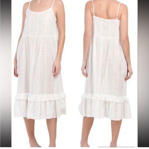 LABEL OF LOVE - White Eyelet  Cotton Tiered Midi Cover Up Dress Size Small